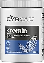 CYB Creatine Powder 500 g - 100% Pure Micronised Creatine (Creatine) Monohydrate - Optimal High Dose & No Additives - 143 Days Supply - Vegan - Neutral in Taste - Environmentally Friendly
