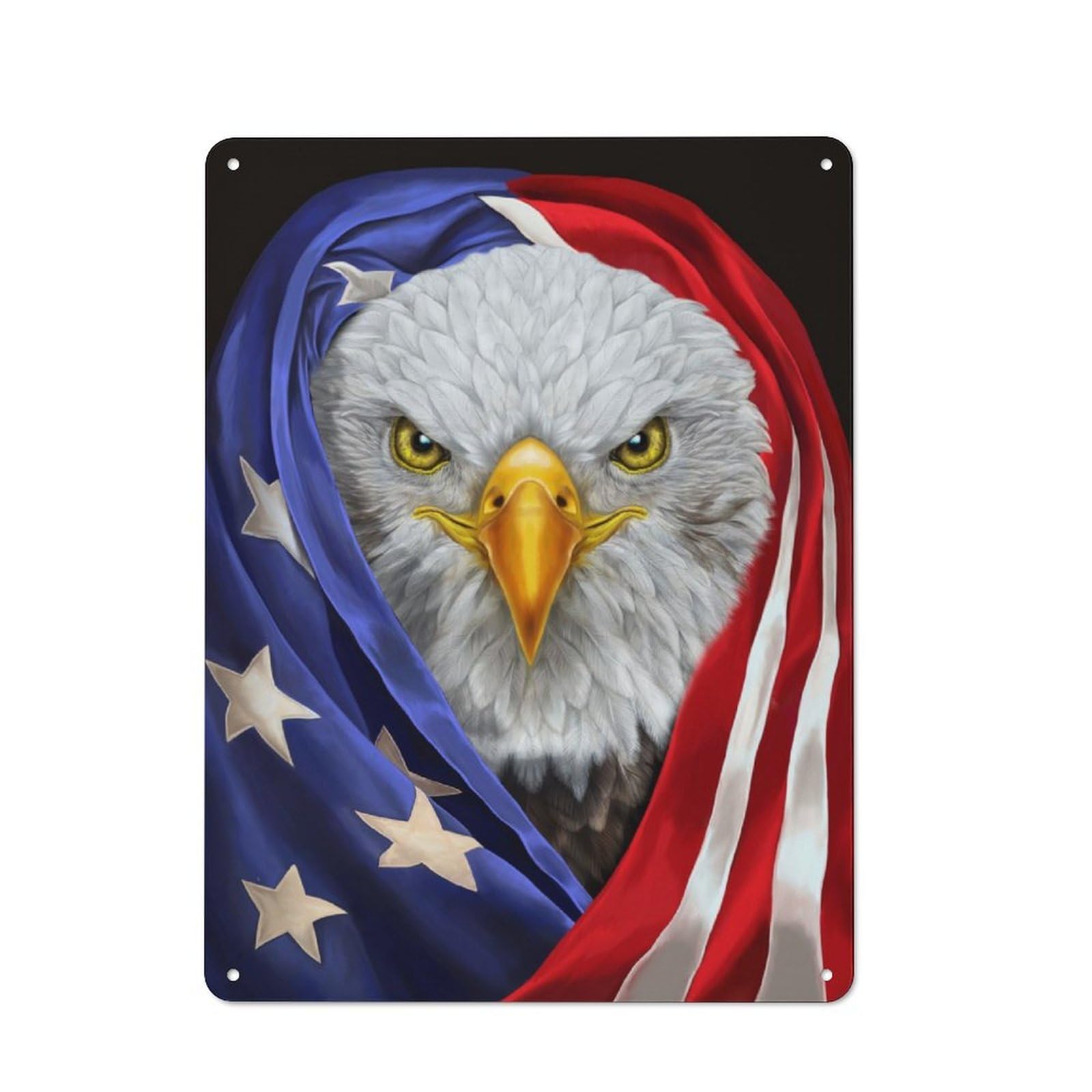 Junmoney Bald Eagle Usa Patriot Tin Wall Plaque 40X30cm With For Bar Or Restaurant, Suited To Bar Decor Enthusiasts