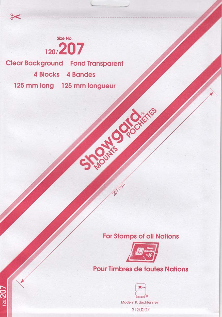 Supports de timbres style bande transparent dimensions 120 207 pour philatélie