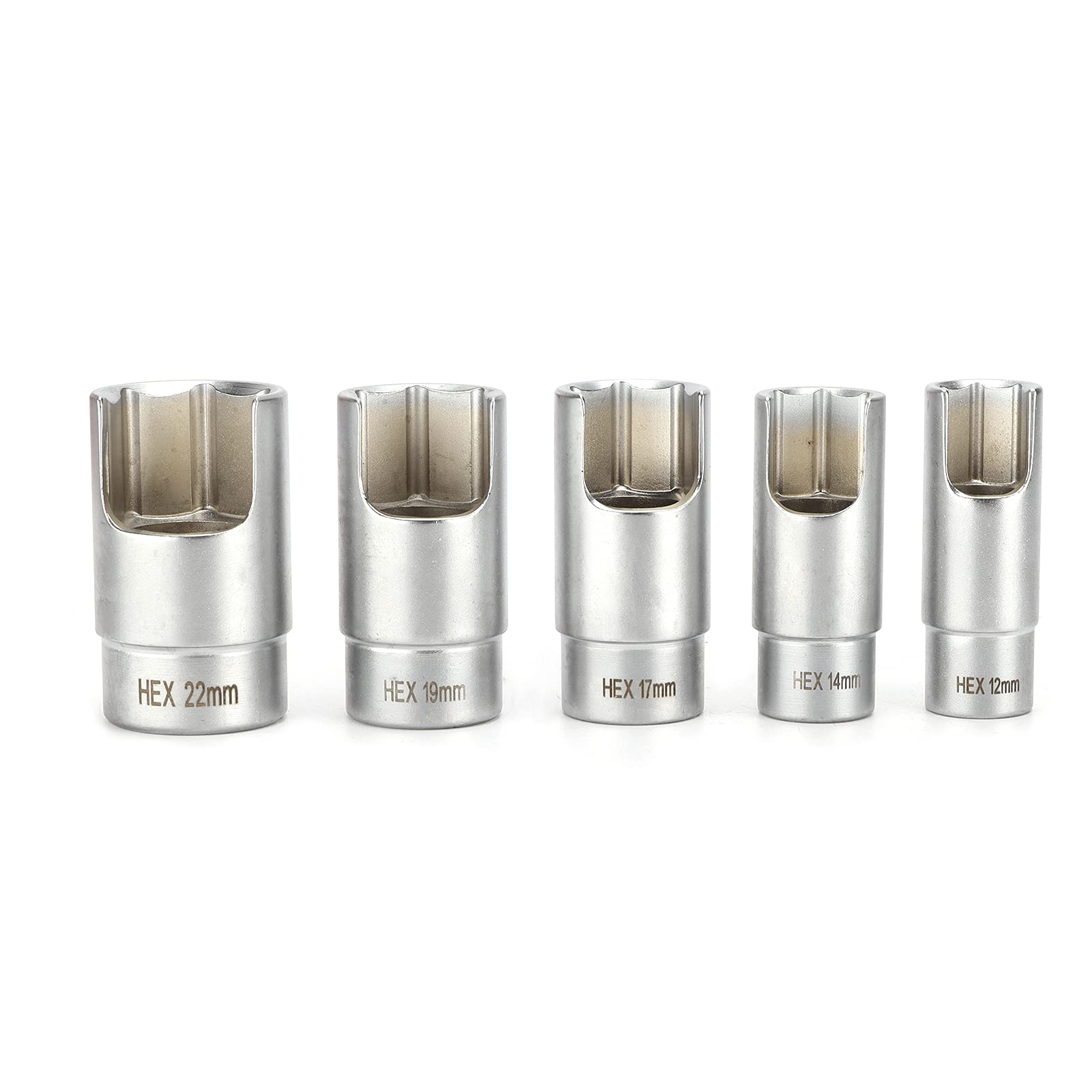 Kit de douilles à coude à entraînement de 3/8 pouce, outil de réparation automobile en chrome et aluminium, comprenant 5 tailles adaptées aux espaces restreints, marquages gravés