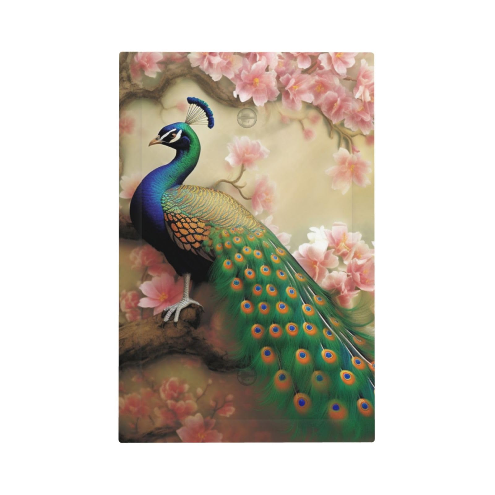 1-Gang Decorator Wall Plate Oriental Peacock on Flower Tree Light Switch Cover Single Gang Receptacle Outlet Wall Plate Mid Size 5" x 3" Wallplate Unbreakable Polycarbonate Outlet Faceplates Covers