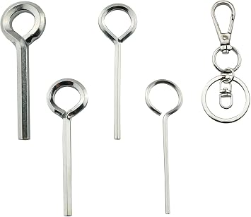 5IN1 Ring Allen Wrench Set - 5/64" 1/8" 5/32" 7/32" Allen Key Door Keys with 1 Keychain for Push Bar Panic Exit Device