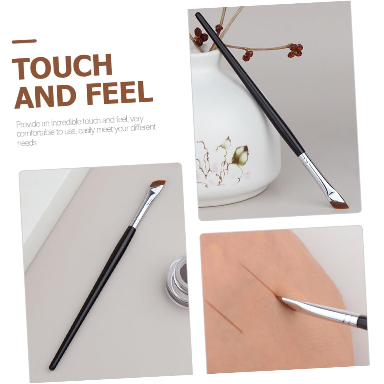 FRCOLOR 10 pennelli per sopracciglia, sopracciglia, pennello per sopracciglia, pennello per sopracciglia, pennello piatto per eyeliner, pennello sottile angolato, pennello per trucco a testa piatta