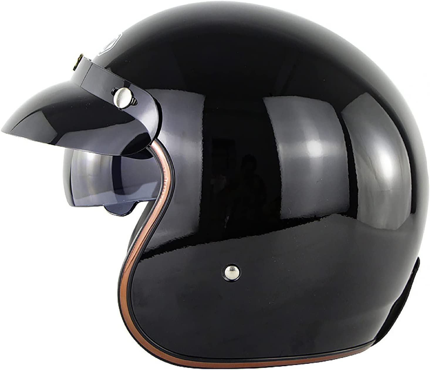 Casque de moto 3/4 ouvert vintage avec pare-soleil pour scooter et cyclomoteur