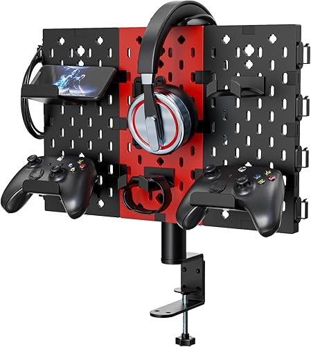 PUTORSEN Headphone and Controller Holder for Desk, Rotatable DIY Modular Headphones Holder & Controller Stand with Cable Hooks, Clamped AboveUnder