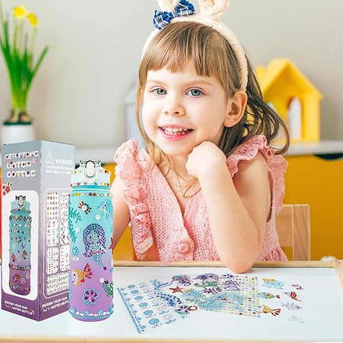 Vista 2 de Decora tus propios kits de botellas de agua para niñas, regalo de cumpleaños para niñas, regalos para niñas de 4 a 12 años, botella de agua