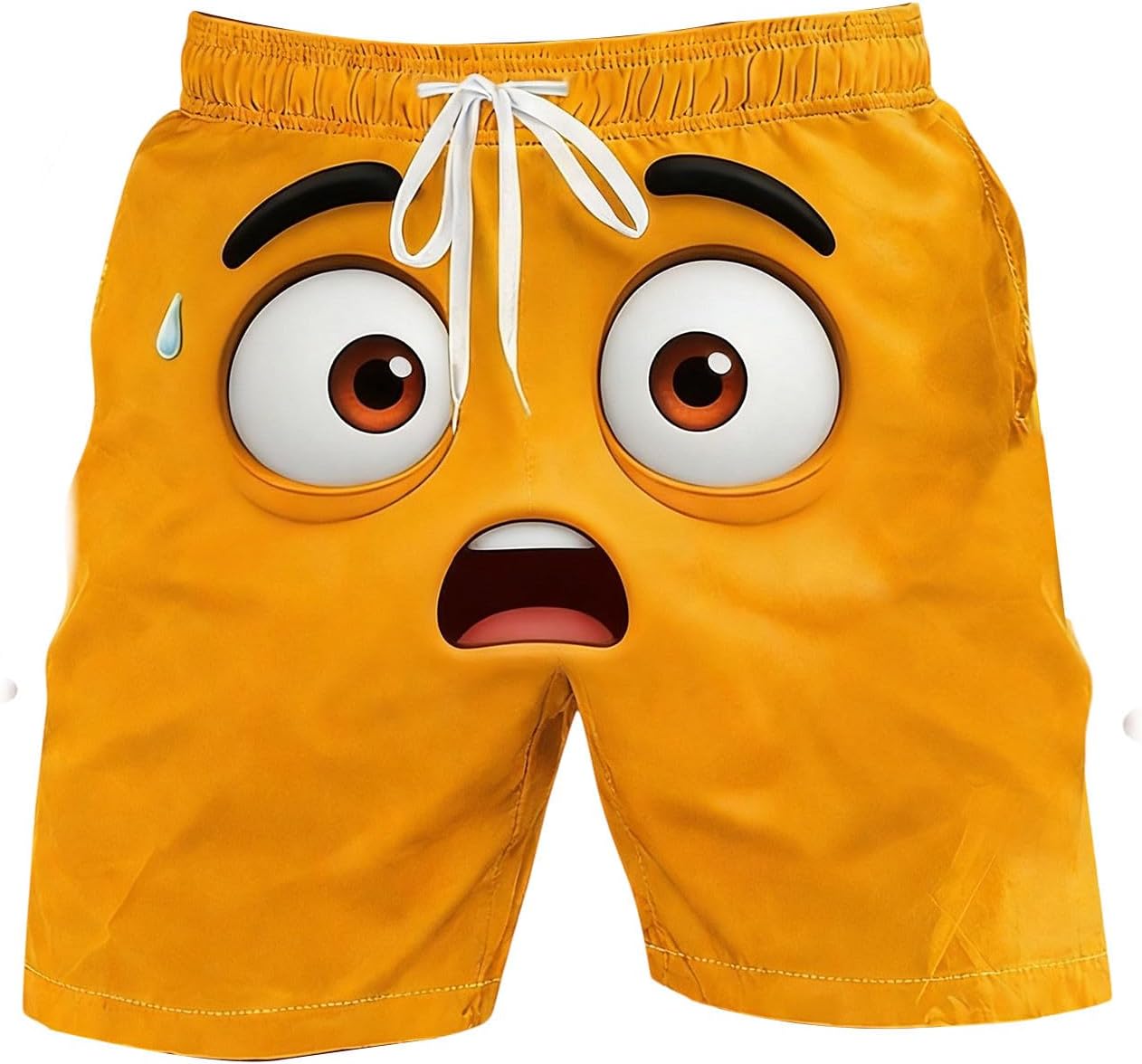 Funny Shorts for Men Novelty Expressions Drawstring High Waist Beach Swim Trunks Casual Summer Quick Dry Swim Shorts