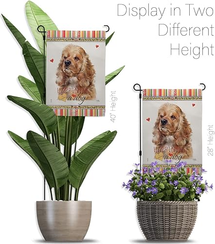 Miniatura 11 de Breeze Decor Cocker Spaniel Happiness - Juego de bandera de jardín con soporte para perro, cachorro, pata arruinada, piel canina, mascota,