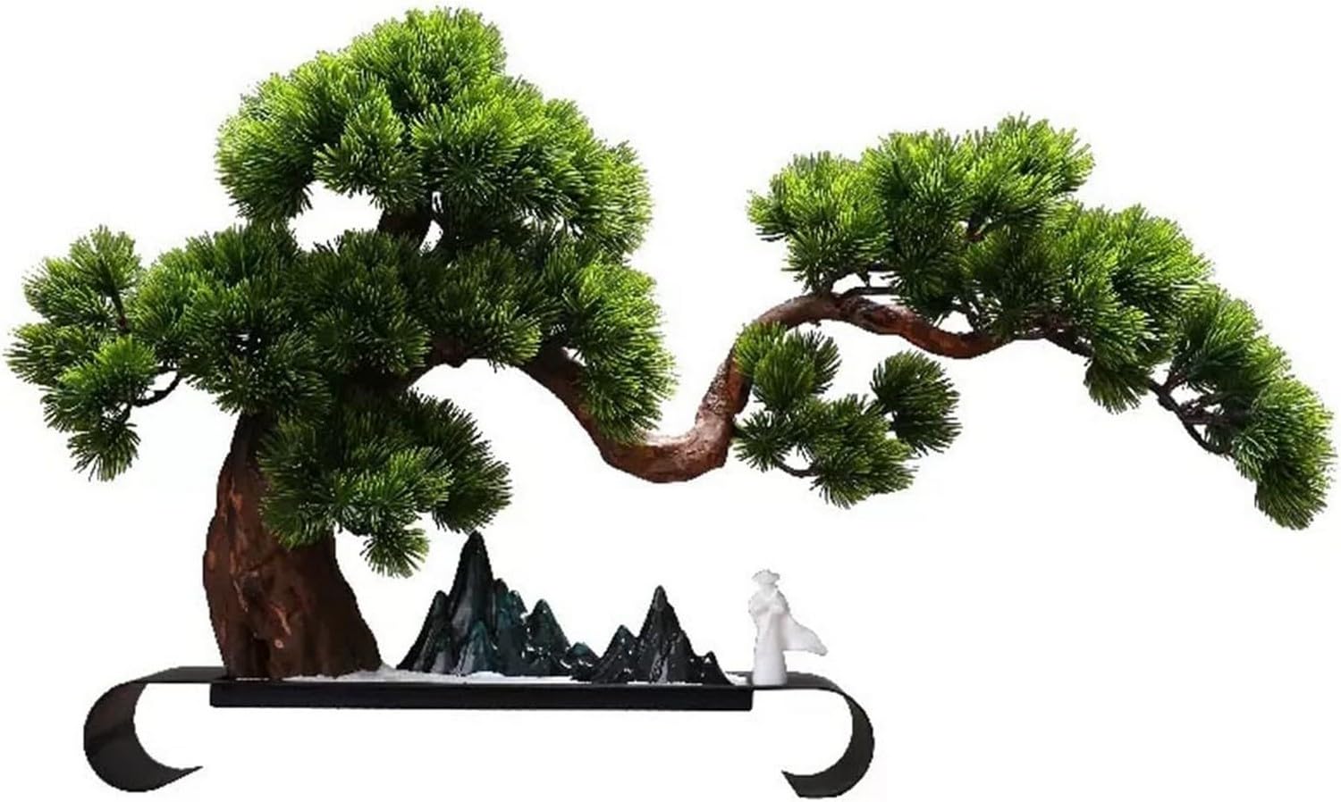 Artificial Bonsai Tree 25.6" Large Green Simulation Welcome Pine Bonsai Tree Living Room Office Desktop Decor Simulation Plant Fake Trees Artificial Bonsai Tree Desktop Ornaments, Bianco