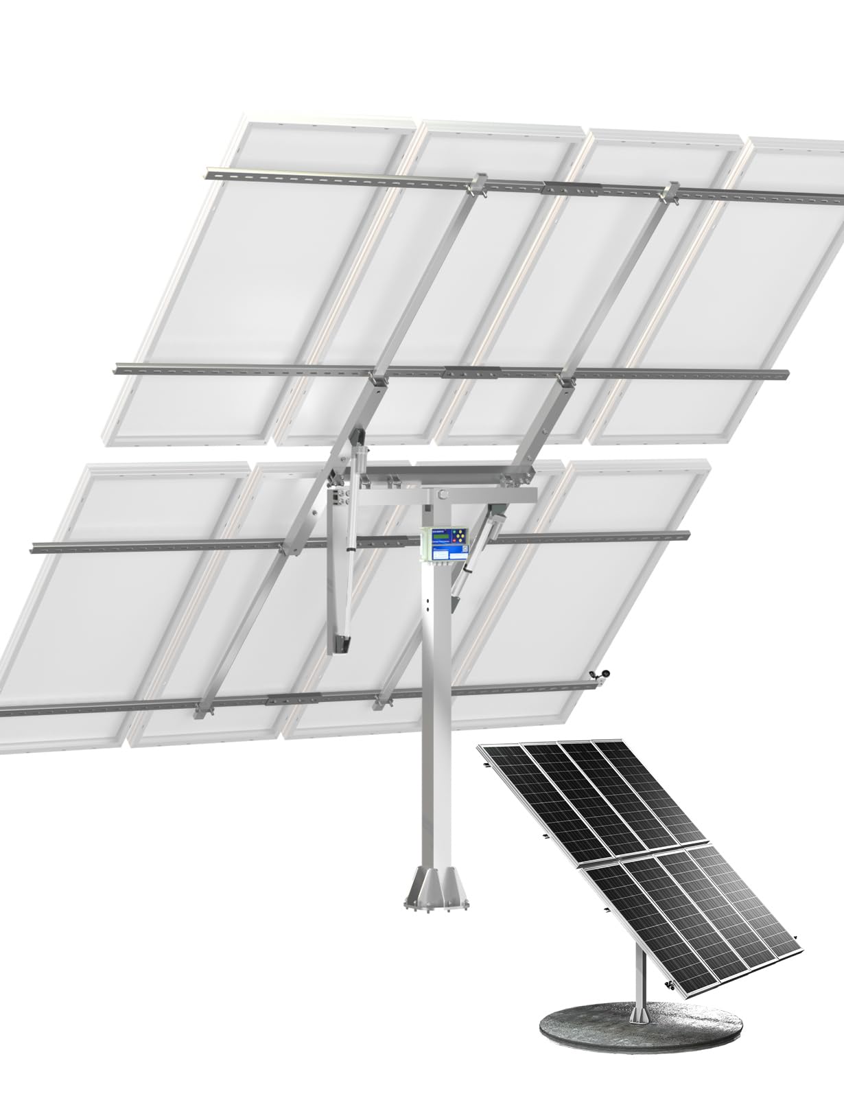 ECO-WORTHY Solar Panel Dual Axis Tracking System (Expanded Version Increase 40% Power) with Tracker Controller,for 10PCS 100W/8PCS 200W/4PCS 400W,High Stability, Multi-Angle Adjustment, for Yard/Farm