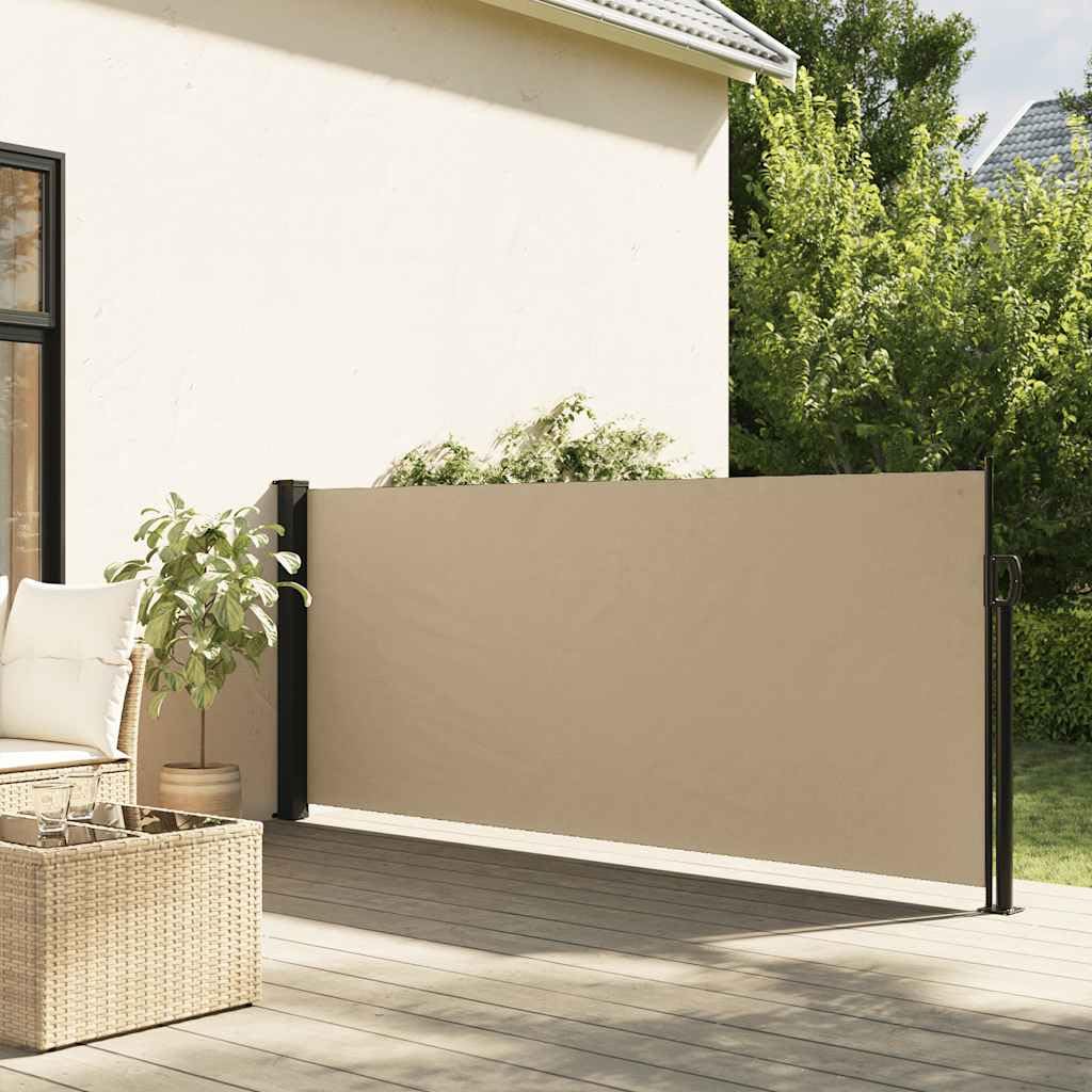 IKAYAA Retractable Side Awning Privacy screen garden Sun Shade Protector Balcony Screen Fence Panels Wind & UV Protection Garden Awning-beige-120 x 500 cm