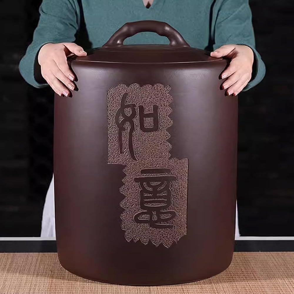 SXYHCK Grain Rice Storage Ceramic Container, Food Airtight Storage Jars, Ceramic Rice Bucket Grain Dispenser Food Storage Box With Lid(Style A,55lbs/25kg)