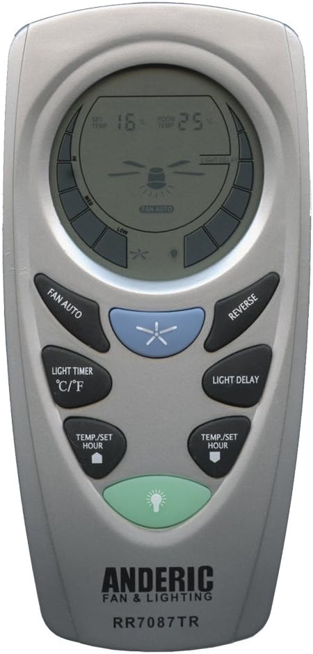 Anderic UC7087T with Reverse Key for Hampton Bay Ceiling Fans - FCCID: CHQ7087T - RR7087TR - Silver