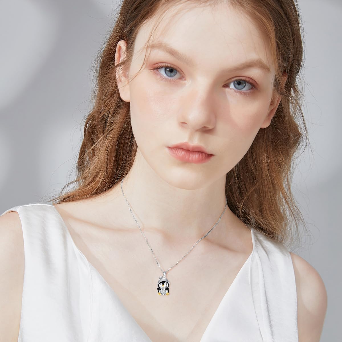 Diamond Penguin Necklace for Women Sterling Silver Penguin Pendant Necklace 925 Silver Penguin Necklace - Image 2