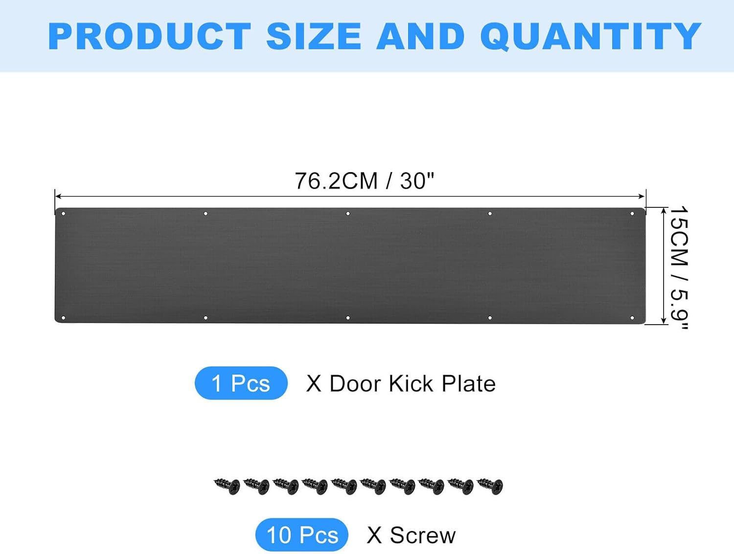 Home and Garden Parts 6 x 30 Inches Aluminum Door Kick Plate for Exterior Front Doors Black #CN/251024/10102