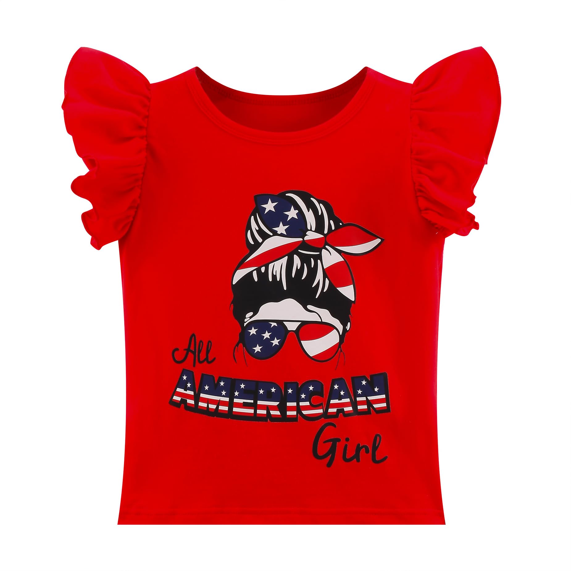 RETSUGO Conjunto de falda tutú de tul para niñas pequeñas del 4 de julio, vestido con estampado de corazón y bandera estadounidense, 2-8 años