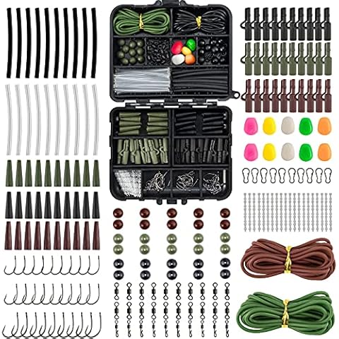 Dr.Fish 314 Pcs Carp Fishing Tackle in Box, Fishing Accessories Kit Fishing Hooks, Safety Clips Fishing Line Beads, Boilie Stops, Corn, Tubing and other Accessories Cover
