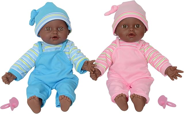 The New York Doll Collection Twin Baby Doll Boy and Girl - Soft Bodied Play Baby African American 12 inch / 30 cm - Made of Vinyl for Ages 2 Year and Up (Bonus Dummy Included)