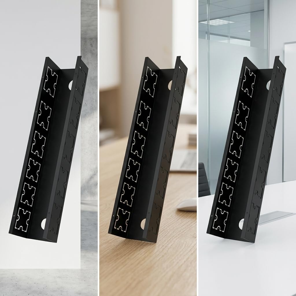 Supporto Organizzatore in Acciaio Carbonio con Viti per Scrivania Operativa Raccoglitore Fili Sotto Banco Contenitore per Postazione Computer, 750mm lungo