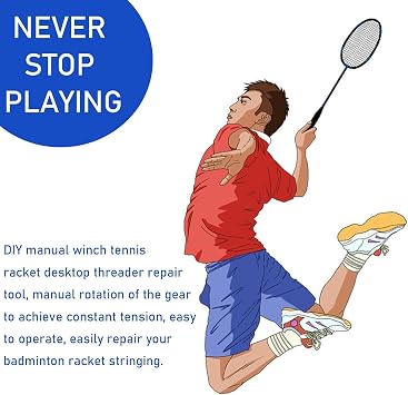 Badminton Racket Stringing Machine, 6-Point Fixed 60lb Winch Type Badminton String Machine, Personal Stringing Tools