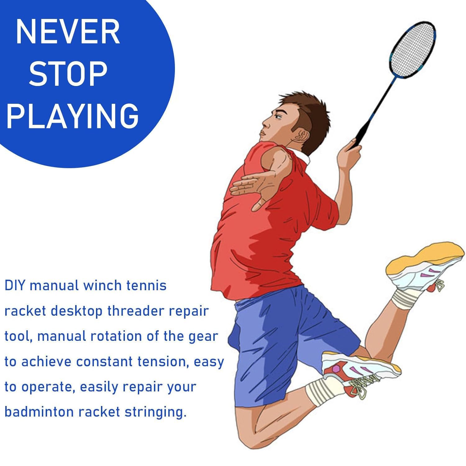 Macchina per incordare Racchette da Tennis, Macchina per incordare Racchette da Tavolo con Strumenti e Accessori - Incordatore per Racchette da Tennis, Squash e Badminton
