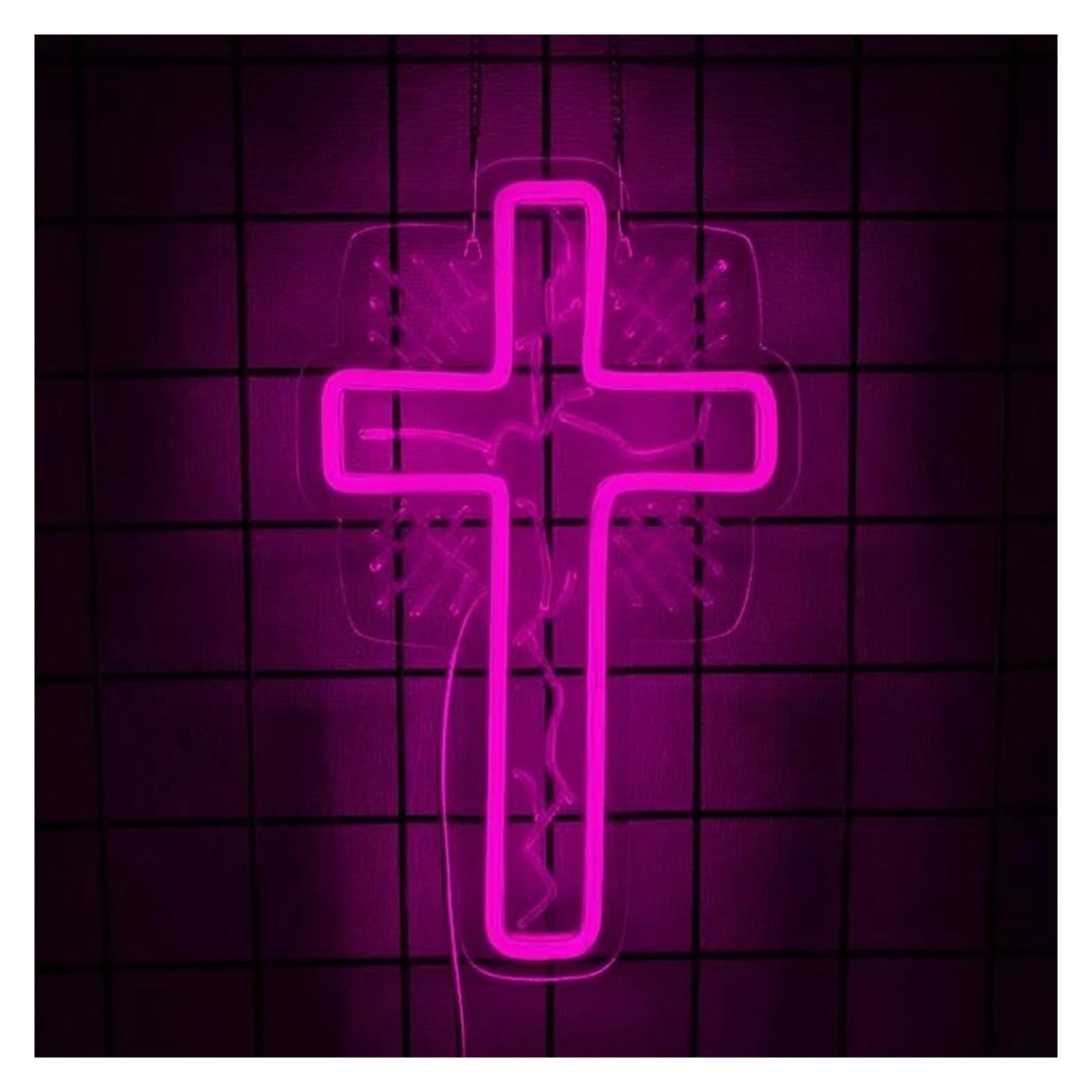 LEMST Sign Lamp Jesus Cross Neon Sign for Bedroom Living Room Home Church Activities Decor Dimmable USB Powered Light 36cmx22cm