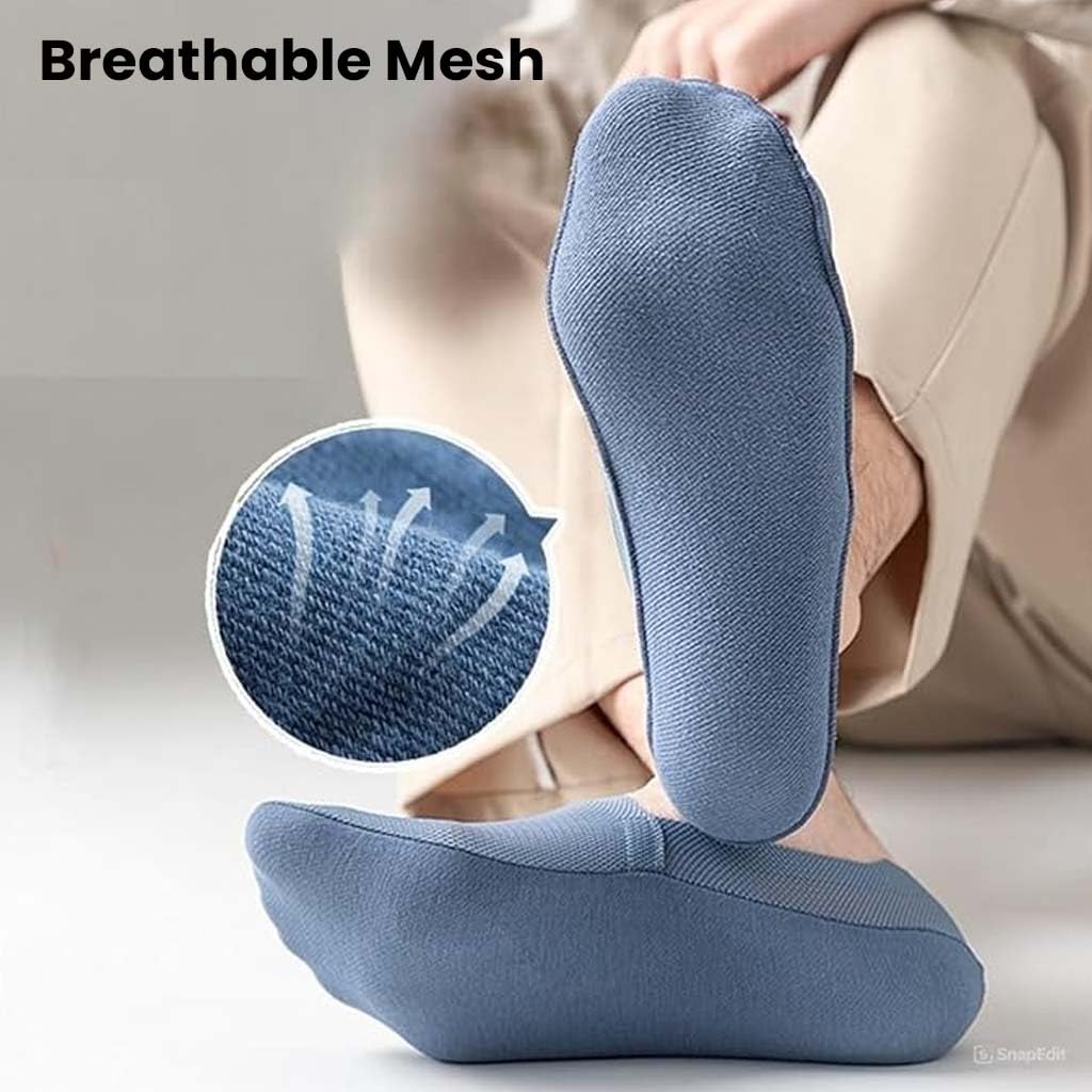 TECPHILE Anti Slip Low Cut No Show Loafer Socks for Men Premium Mesh Material Durable Breathable Odorless Sweatproof invisible Sock Anti-Bacterial Seamless Super Grip Super Soft Socks - Pack of 3 - Image 5 thumbnail