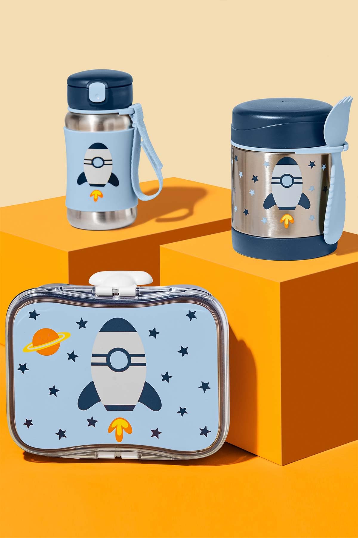 Skip Hop Boite Repas Enfant Fusée 700 ml - Enfants dès 3 Ans - Set 1 Lunch Box Enfant & 1 Boite à Goûter Enfant Pratique, Facile à Ouvrir - Sans BPA, Sans PVC & Sans Phtalates