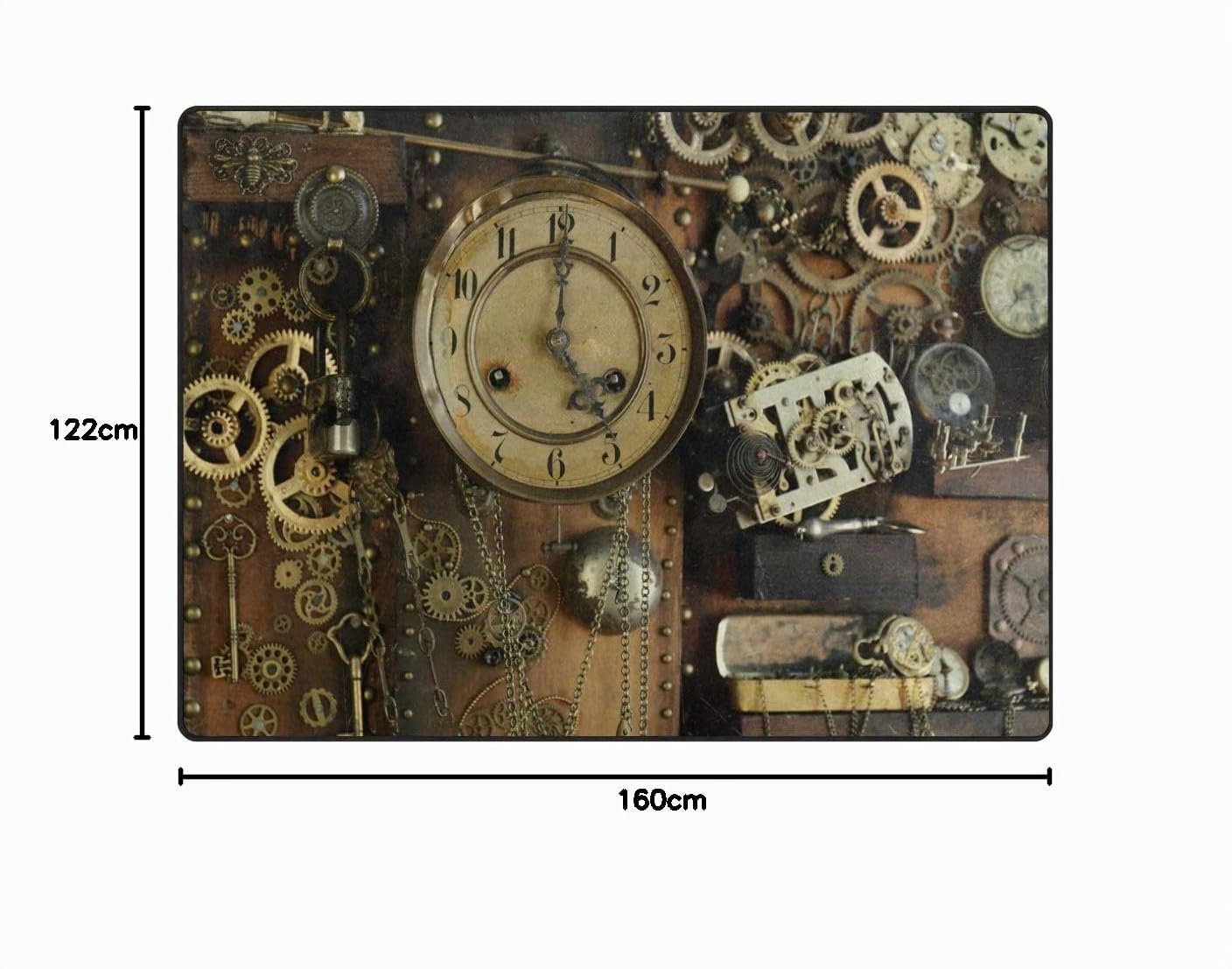 Tapis vintage steampunk avec engrenages anciens pour salon, chambre à coucher, 160 cm x 122 cm