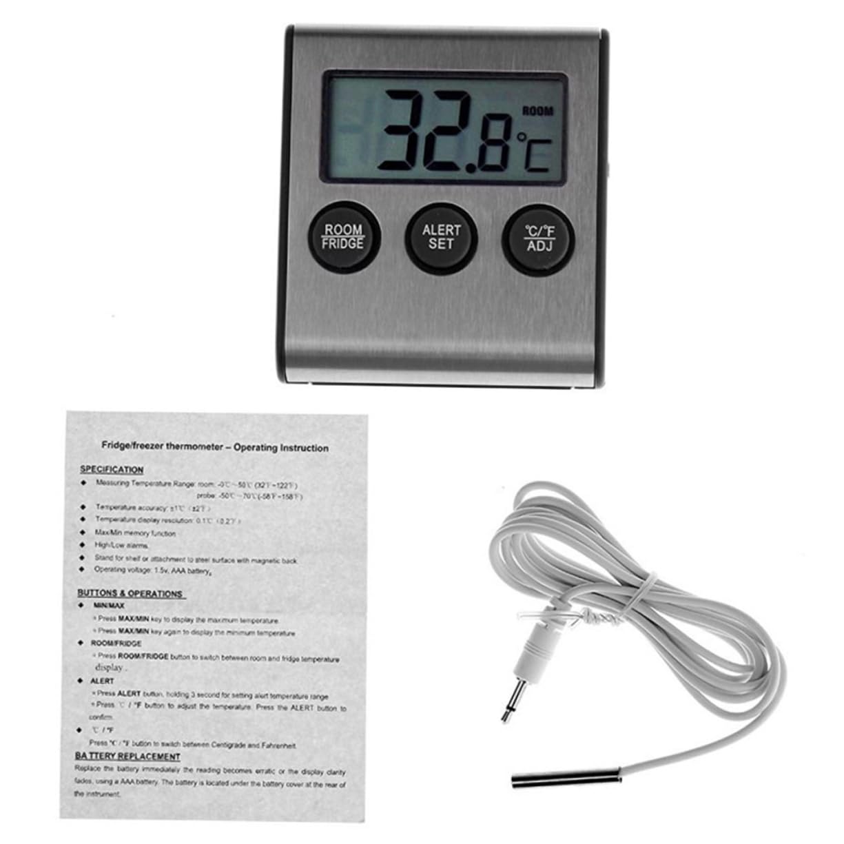 Amosfun 3 Piezas Suministros De Cocina Termómetro Para Refrigerador Termómetro De Interior Termómetro Para Nevera Black
