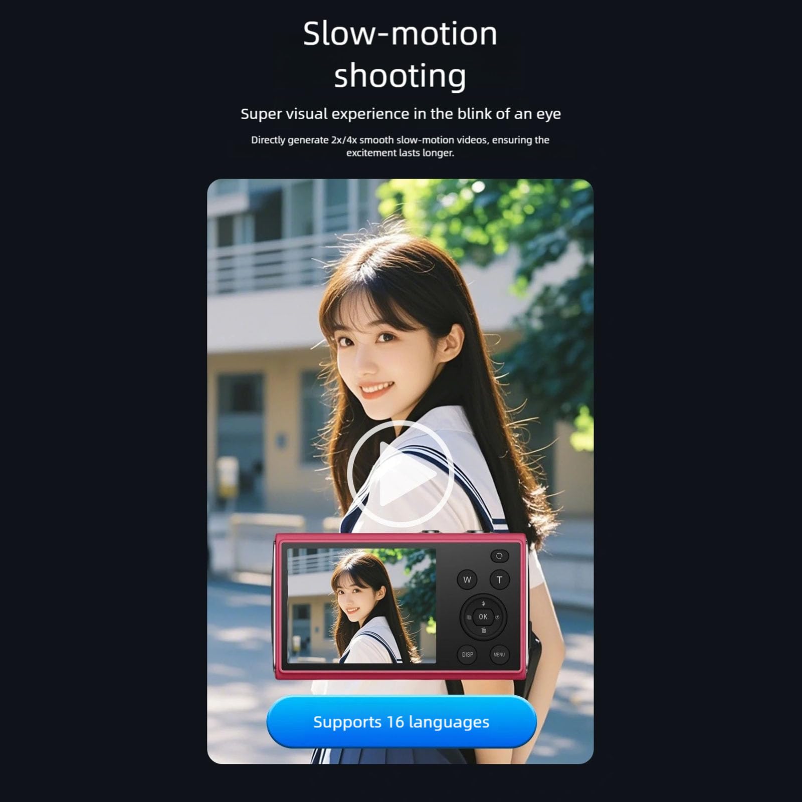 Fotocamera Digitale A Doppio Schermo 4K Da 80 Modalità Ripresa Multipla Durata Prolungata Della Batteria Per Studenti Adolescenti Fotocamera Digitale Per Adolescenti Principianti
