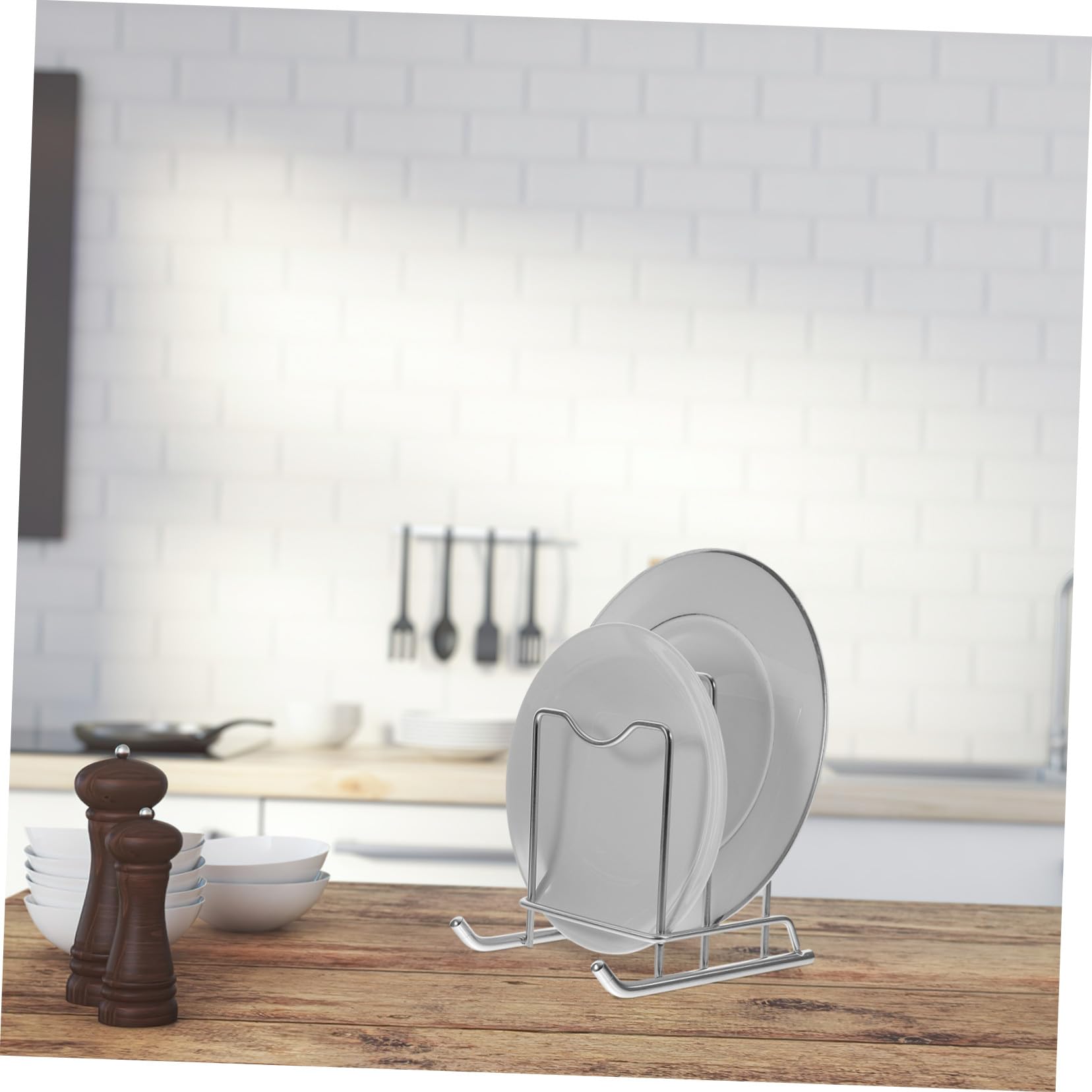 Mobestech Support de Rangement Double pour Planche à Découper et Couvercle de Casserole Organiseur Compact de Cuisine Pratique et Portable Style Scandinave Espace Optimisé