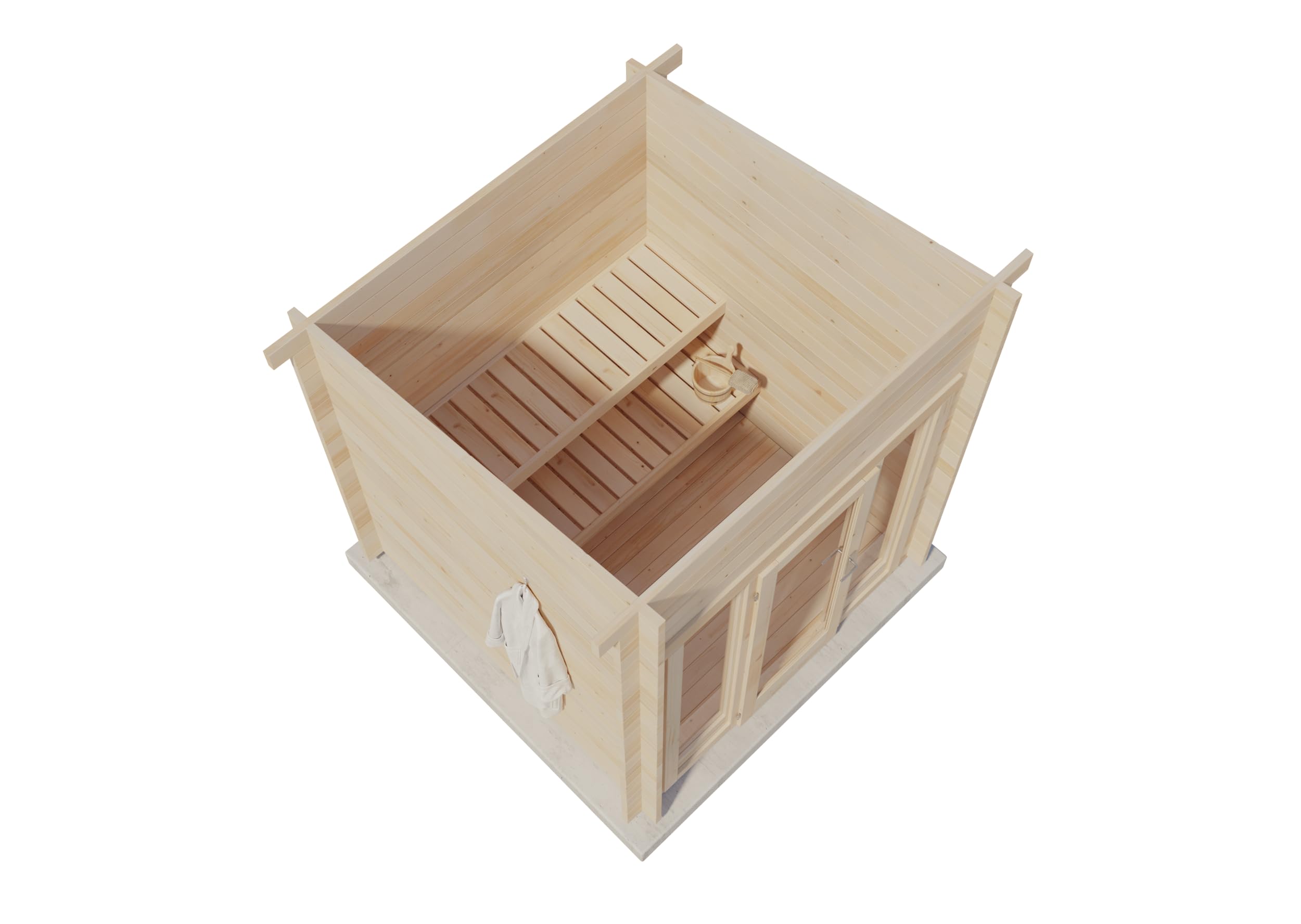 Gartensauna Außensauna Saunahaus Lizzy XXS mit Fußboden mit 2 Sitzbänke aus Fichten-Holz Wandstärke 40 mm