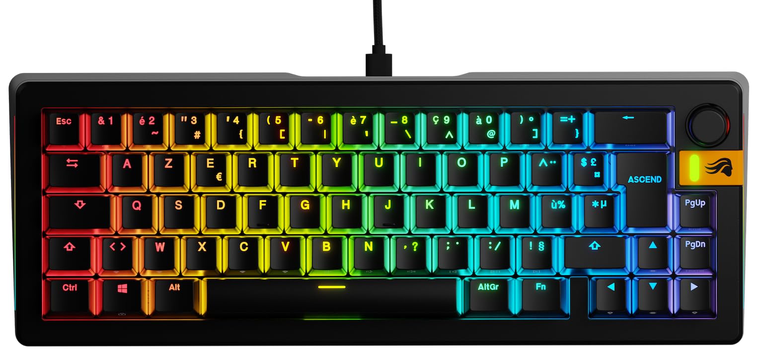 GLORIOUS GMMK 3 HE Teclado Inalámbrico 65% AZERTY FR (Negro) | Tecnología Hall Effect rápida, tasa de sondeo 8000Hz, switches magnéticos Fox, junta modular muy flexible, diseño de calidad
