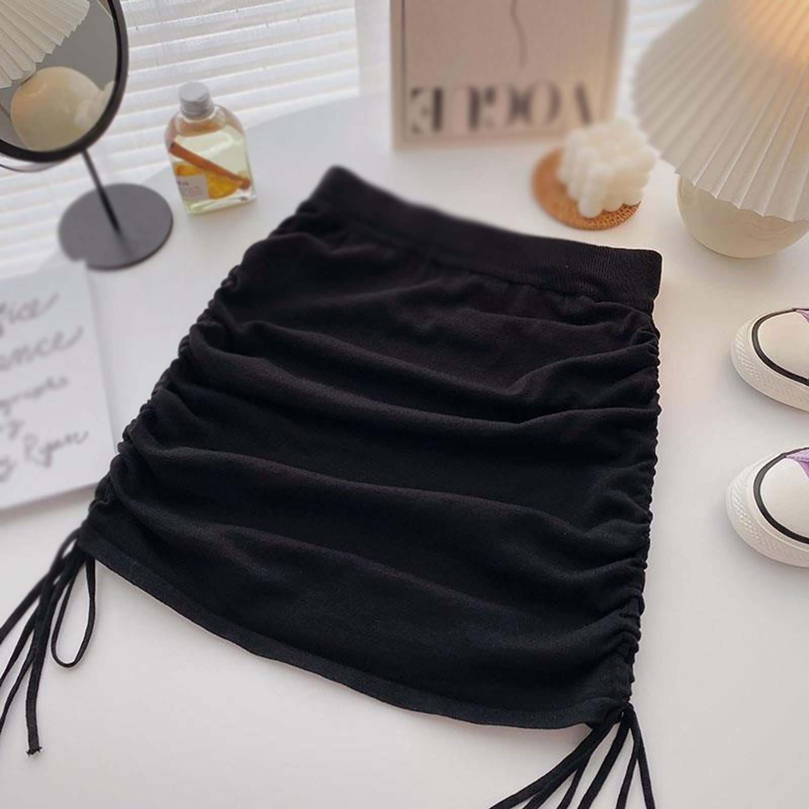 Falda de verano para mujer, suave, elegante, por encima de la rodilla, elegante, vintage, plisada, lisa, ajuste femenino