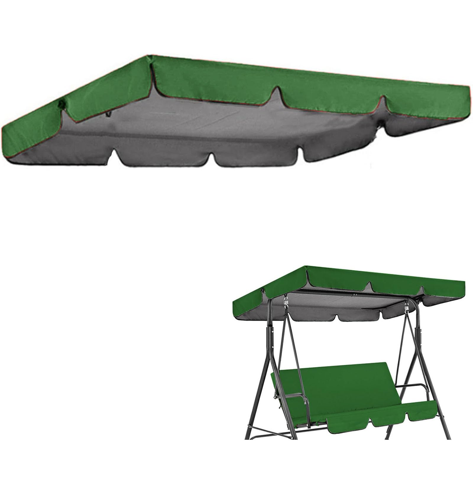 MXCZFC Swing Chair Canopy Replacement, Garden Swing Canopy Replacement,Waterproof Windproof Anti-UV Garden Swing Seat Canopy Cover Heavy Duty Rip Proof Hammock Cover Top,Dark Green,142x120x18cm