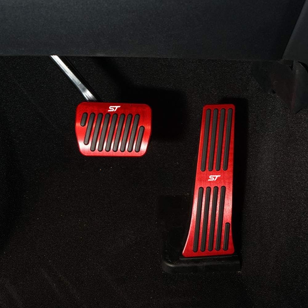 LEXLEY 2PCS Anti-Slip Aluminum Brake Gas Pedal Pads,Auto No Drilling Accelerator Pedal Covers For Ford Explorer 2020 2021 2022 2023 2024 2025 2026-RED