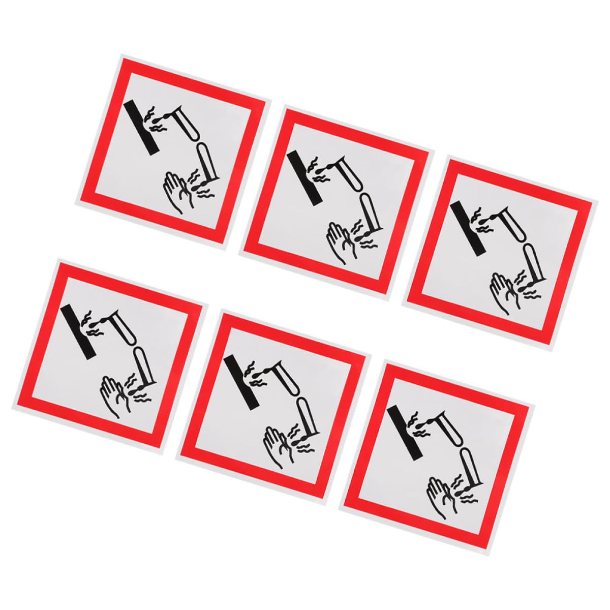 SHINEOFI Etiquetas Autoadhesivas de Seguridad Corrosiva PVC 6 Piezas 5x5 cm Señal Advertencia Sustancias Peligrosas