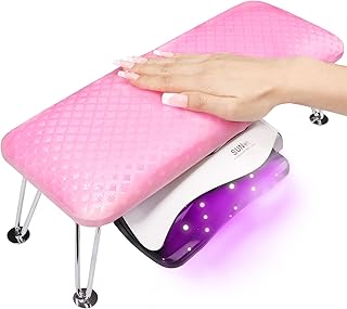 Arm Rest for Nails, Nail Arm Rest, Microfiber Leather Nail Hand Rest for Manicure, Non Slip Hand Rest for Nails Tech Cusion, Hand Rest Pillow for Toenails Use Nail Technician Salon-Pink