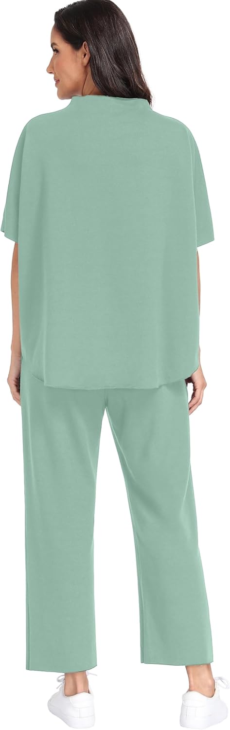 PrinStory Womens 2 Piece Lounge Sets Casual Outfits Pullover Top and Wide Leg Pants Matching Pjs Soft Pajamas Loungewear - Image 6