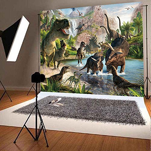 Qian Dinosaur Photography Background 3D Dinosaur Photo Studio Props Booth Party Decoration Backdrops Vinyl 5X3Ft Ly022 #TOP3
