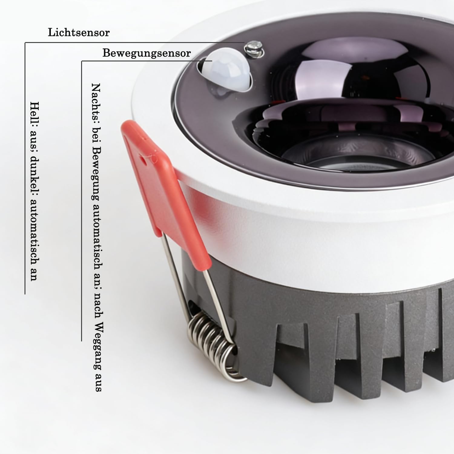 5er Set LED Einbaustrahler, 75mm Lochmaß, 7W Einbaurahmen, 230V LED Spot, Bewegungsmelder Unterputz, 120° Infrarot-Sensor, 3m Reichweite, Für Küche Wohnzimmer, Weiß