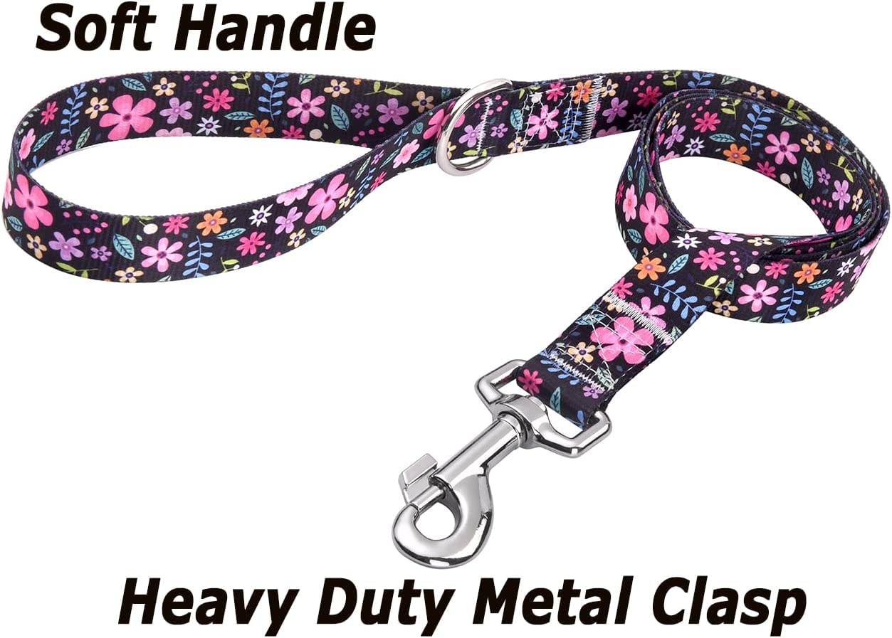 HQYDDMI Hunde-Halsband & Leinenset Für Kleine Hunde & Katzen – Blumendruck, Weich & Verstellbar – Für Welpen & Kleinhunde