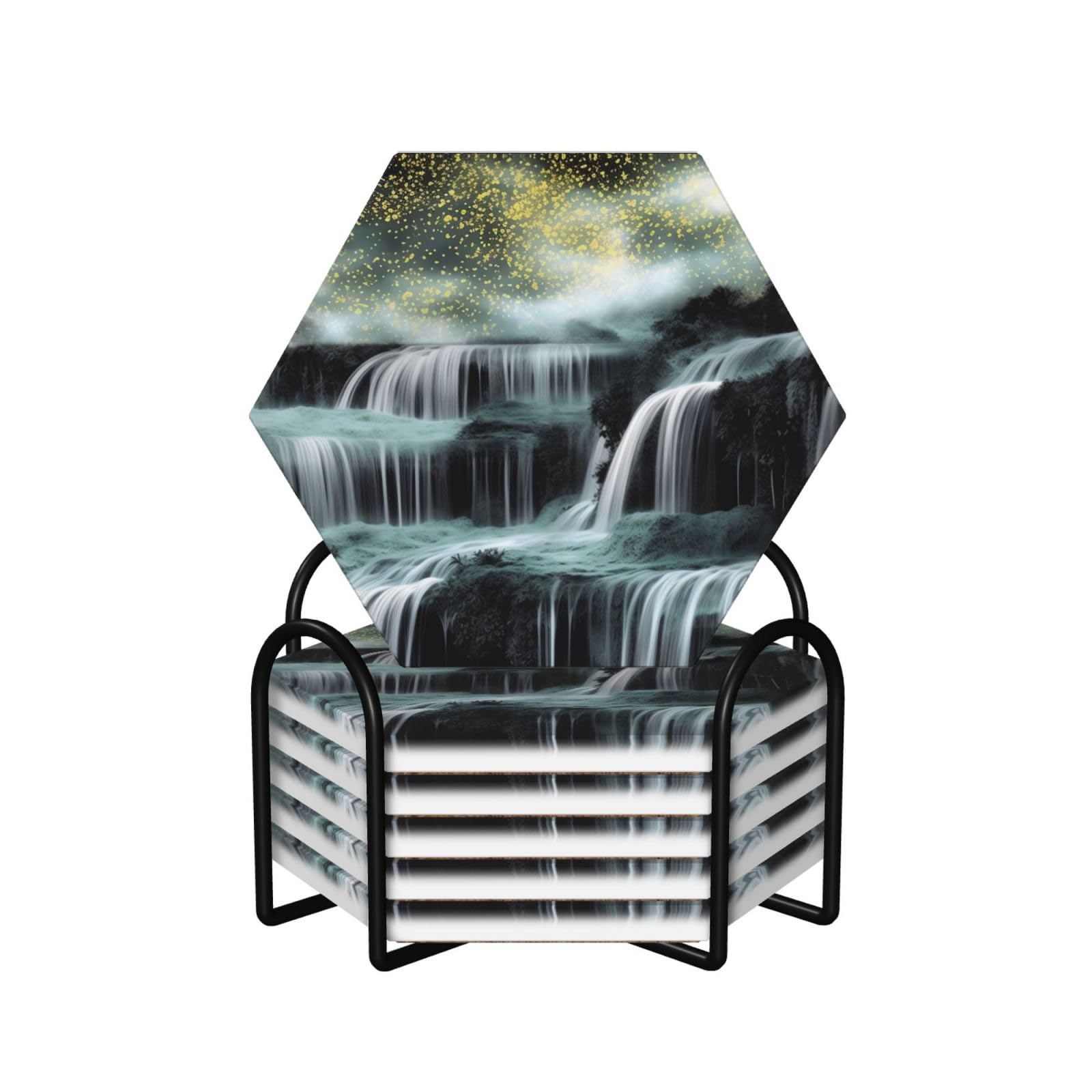 Dessous de verre en céramique cadeau de crémaillère idéal avec leur support cascade moderne