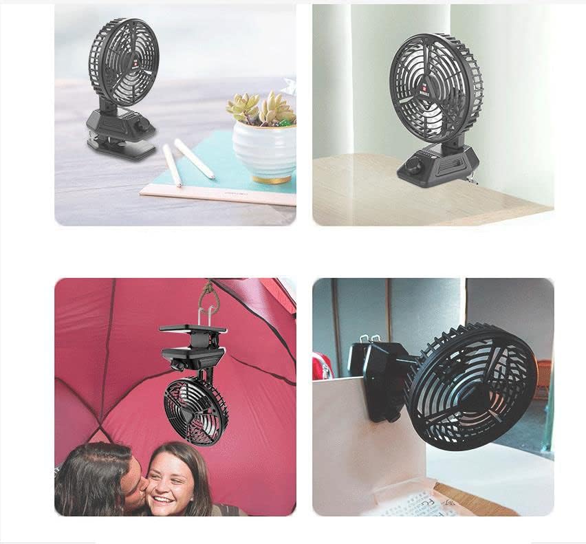 Fan USB Fan Outdoor Fan Table Fan 360° Rotation Portable Fan Lamp LED Camping Lighting Emergency Light Bedroom Office Desk Fan Lamp Low Noise Cooling (Black) X80