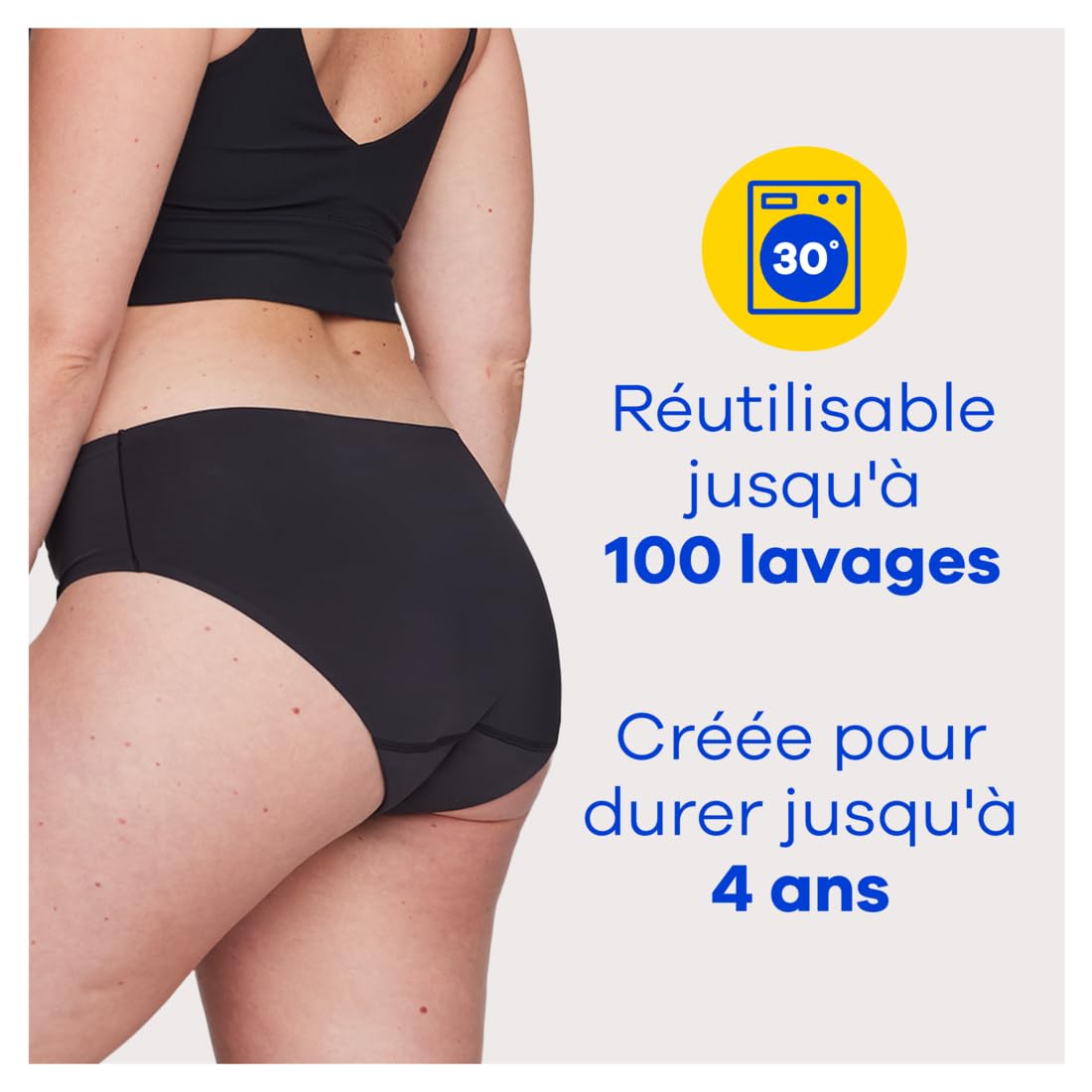 Always Culotte Menstruelle Hipster Lavable M 40-42 Noir 1x | Sous-vêtement Pour Règles Flux Moyen À Abondant Réutilisable Jusqu’à 100 Lavages