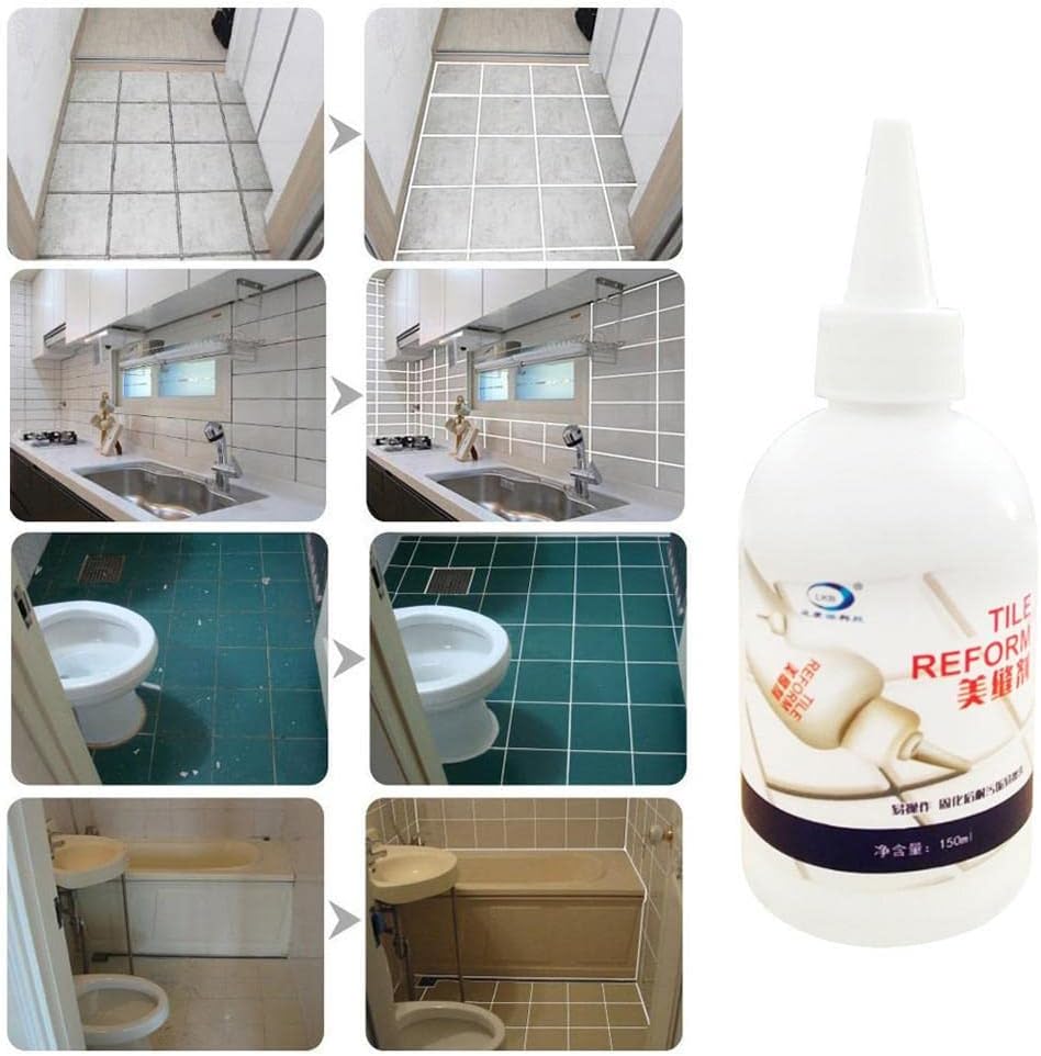 Tile Reform, Tile Grout Repair, 150ML Tile Gap Refill Agent, White Grout Tiling Tile Reviver Repair, Gap Refill Reform Sealant (150ML)