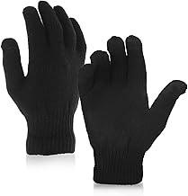 WLLHYF Magic Winter Touch Screen Gloves Windproof Elastic Knit Anti-Slip Work Gloves for Women Men Cold Weather Black One Size