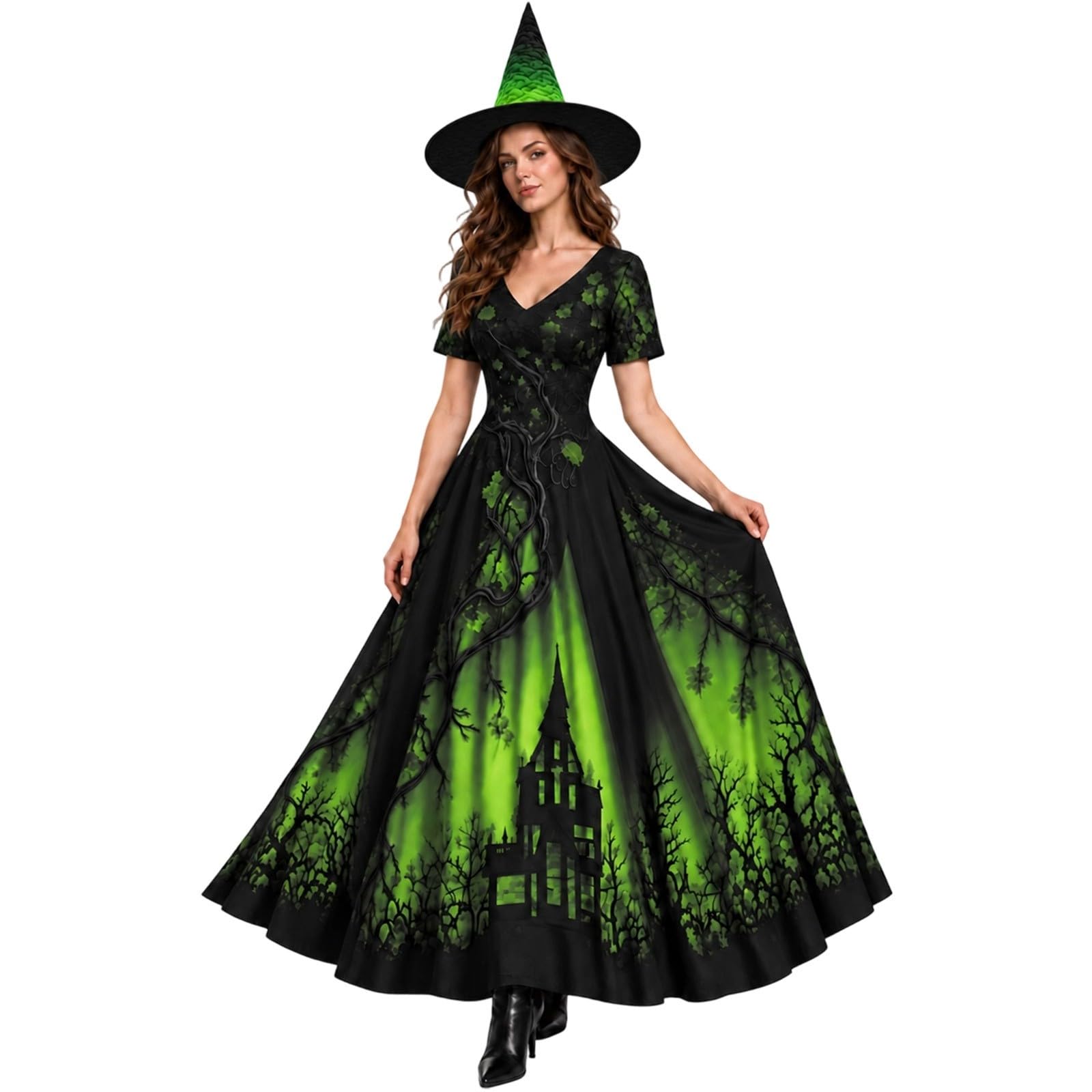 Witch Halloween Costume For Women Elegant Gothic A-Line Lace Dress โ image 1