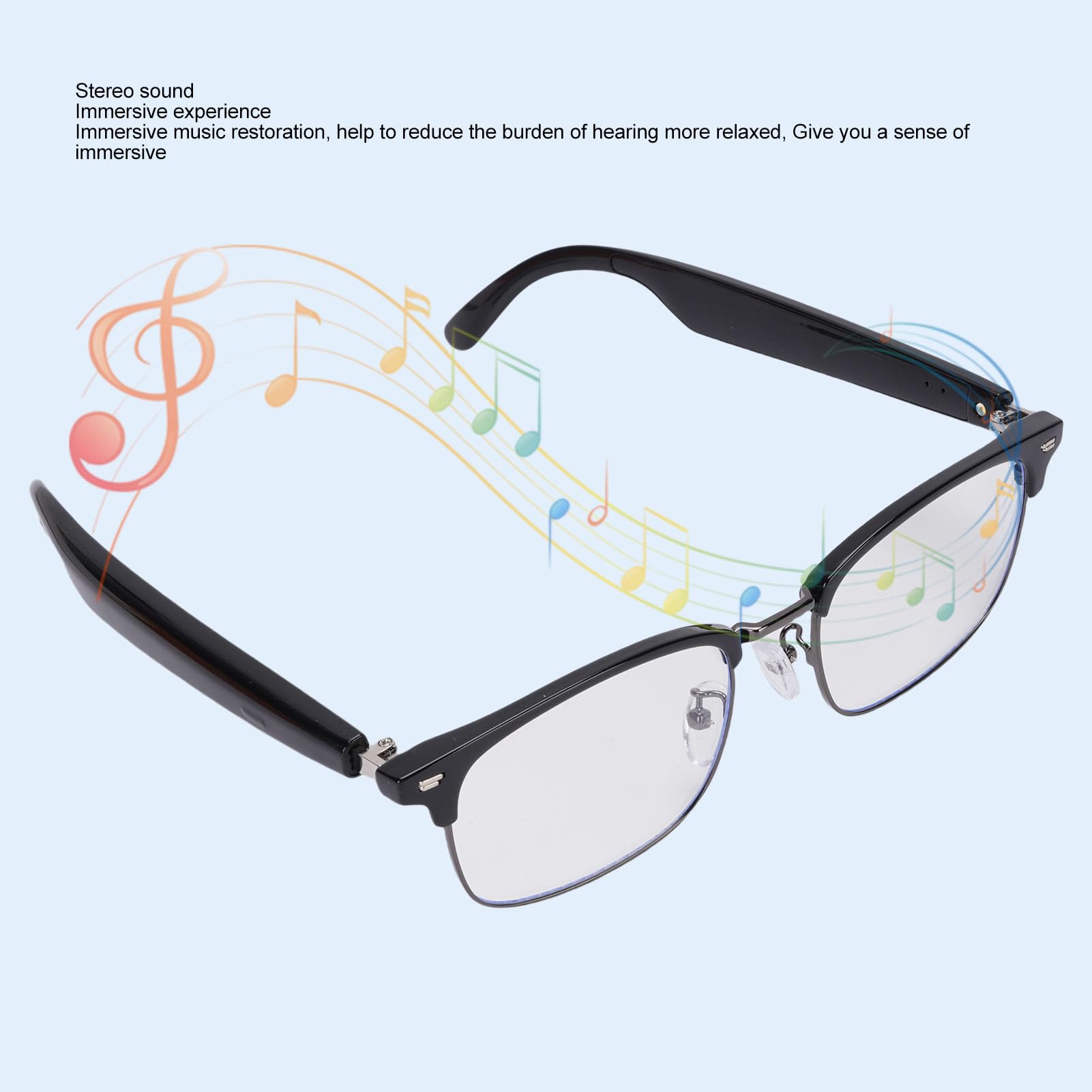 AI Translator Glasses, Bluetooth Smart Glasses with 150 Languages Real Time Translation, Double Channel Sound, Magnetic Charging, Touch Control for Music Calls Travel Men Women